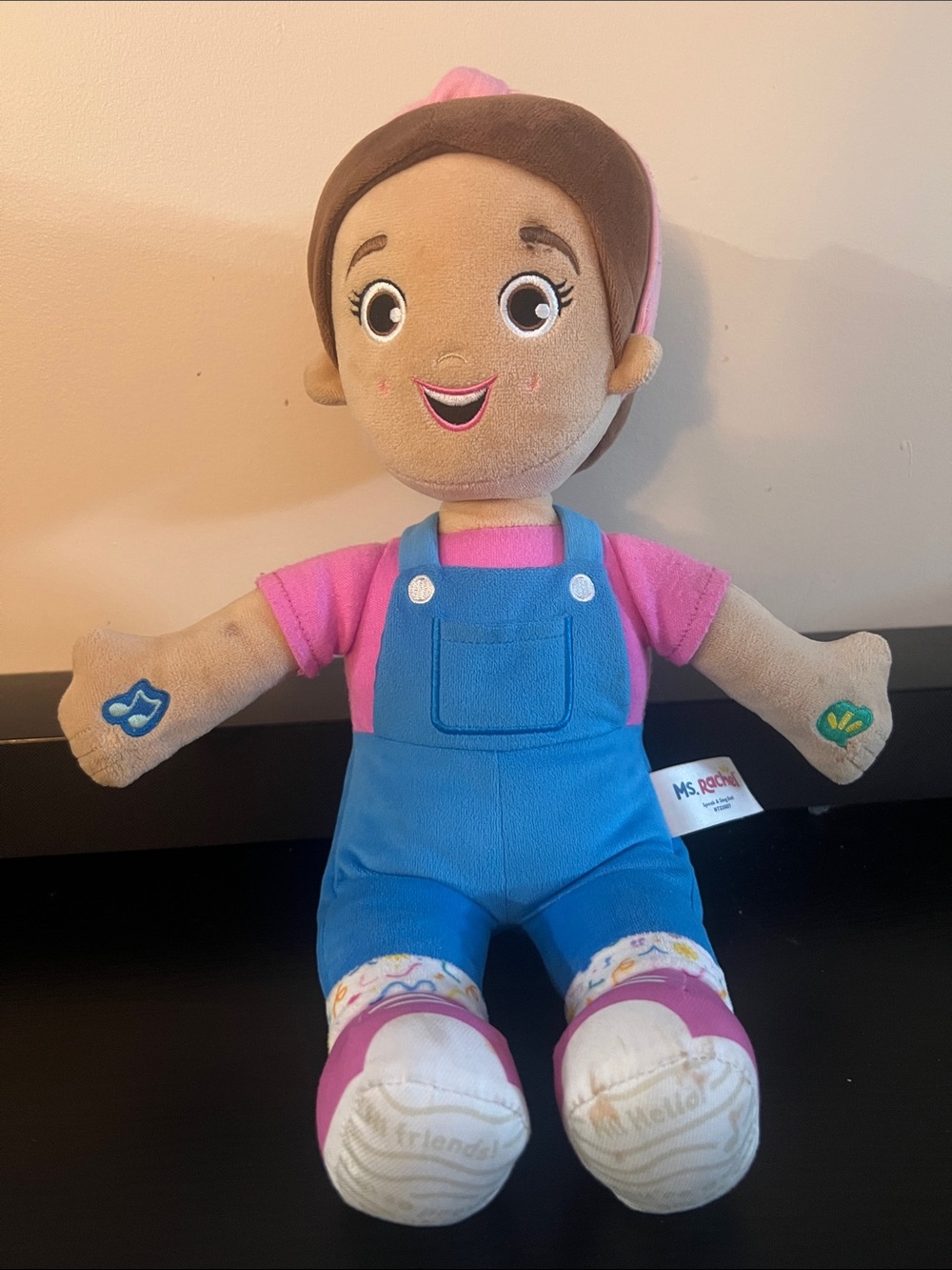 Rachel Plush Doll in Pink Shirt and Blue Overalls